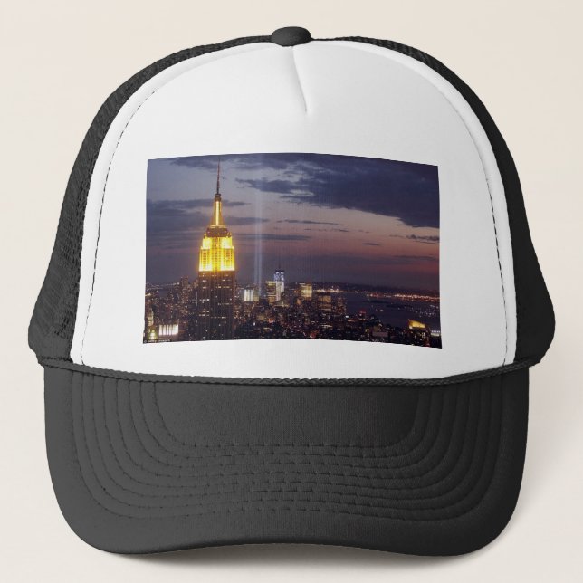 NEW YORK CITY SKYLINE WORLD TRADE CENTER TRUCKER HAT (Front)