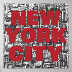 New York City Skyscraper Typography Poster