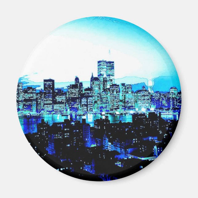 New York City Skyscrapers at Night Magnet (Front)