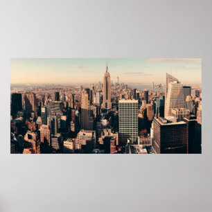 New York City skyscrapers roof terrace urban views Poster