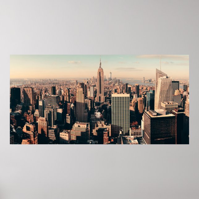 New York City skyscrapers roof terrace urban views Poster (Front)