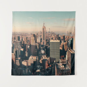 New York City skyscrapers rooftop urban view. city Tapestry