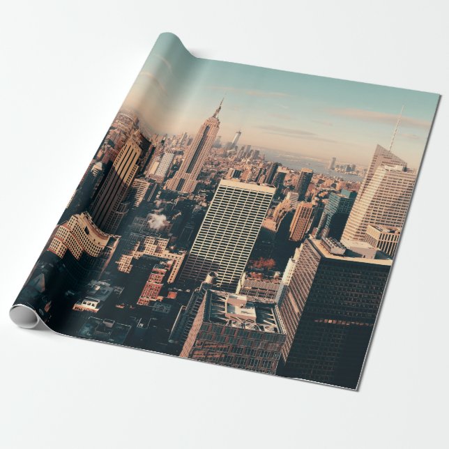 New York City skyscrapers rooftop urban view. city Wrapping Paper (Unrolled)