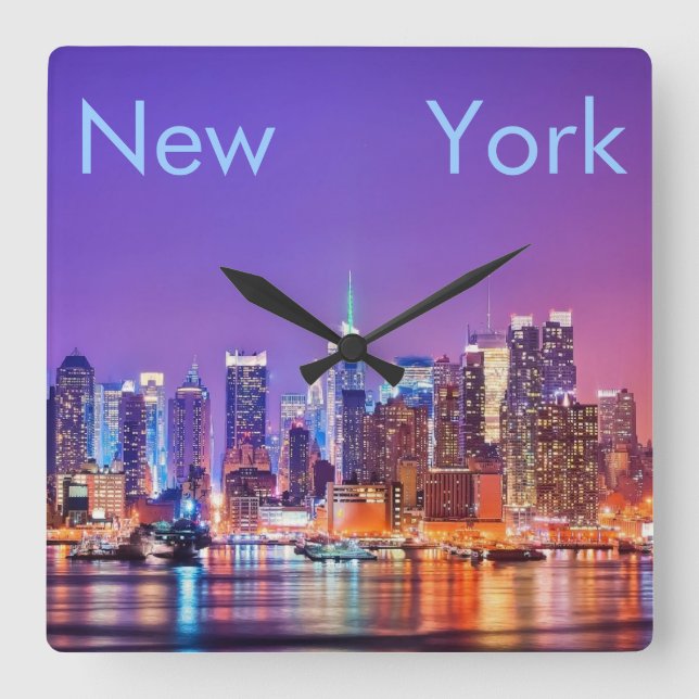 New York City Square Wall Clock (Front)