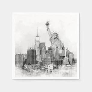 New York City Statue of Liberty Sketch Napkin