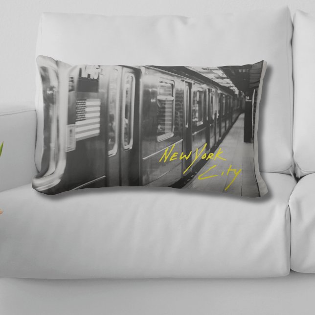 New York City Subway Urban Chic Throw Pillow (NYC Subway Throw Pillow Front)