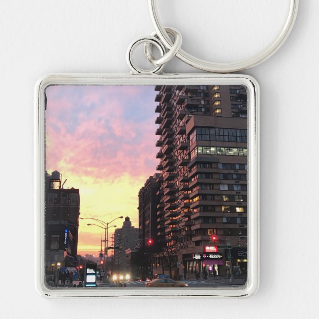 New York City Sunset Upper West Side Buildings NYC Key Ring (Front)