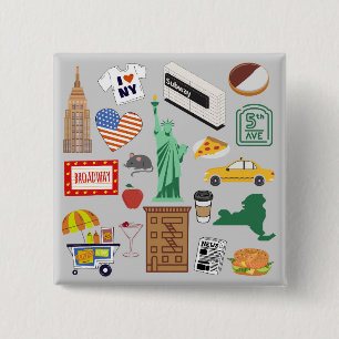 New York City Symbols 15 Cm Square Badge
