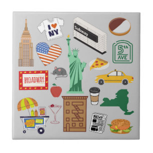 New York City Symbols Ceramic Tile