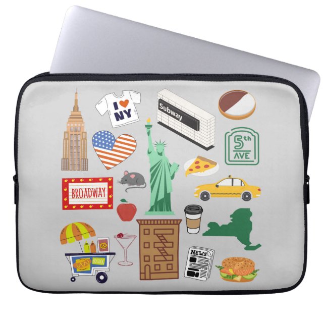 New York City Symbols Laptop Sleeve (Front)