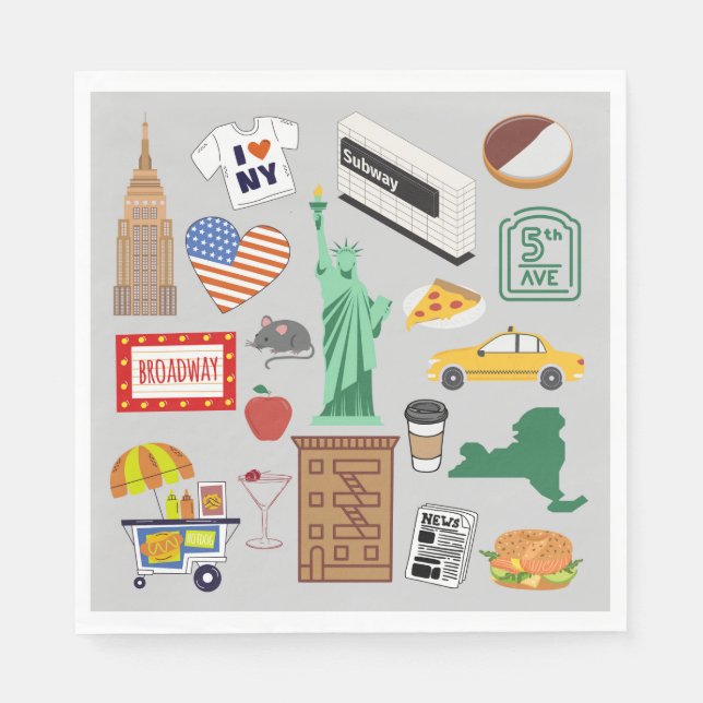 New York City Symbols Napkin (Front)