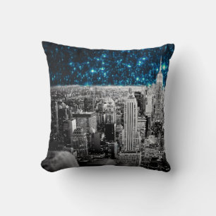 New York City Teal Stars Cushion