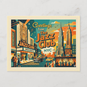 New York City – The Jazz Club, 1920s Inspired Postcard