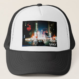NEW YORK CITY TIMES SQUARE 1950'S NEON NIGHT PHOTO TRUCKER HAT
