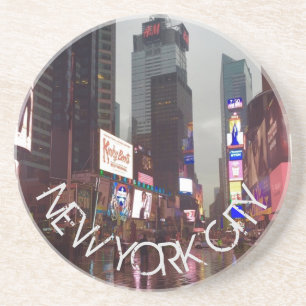 NEW YORK CITY Times Square NYC Neon Signs Rain Coaster