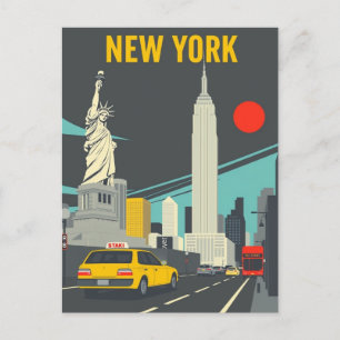 New York City Travel Iconic NYC Landmarks Postcard
