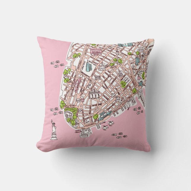 New York City travel map pillow present (Front)