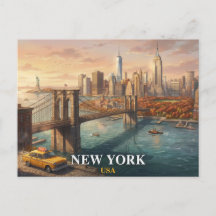 New York City Travel Postcard | Brooklyn Bridge 