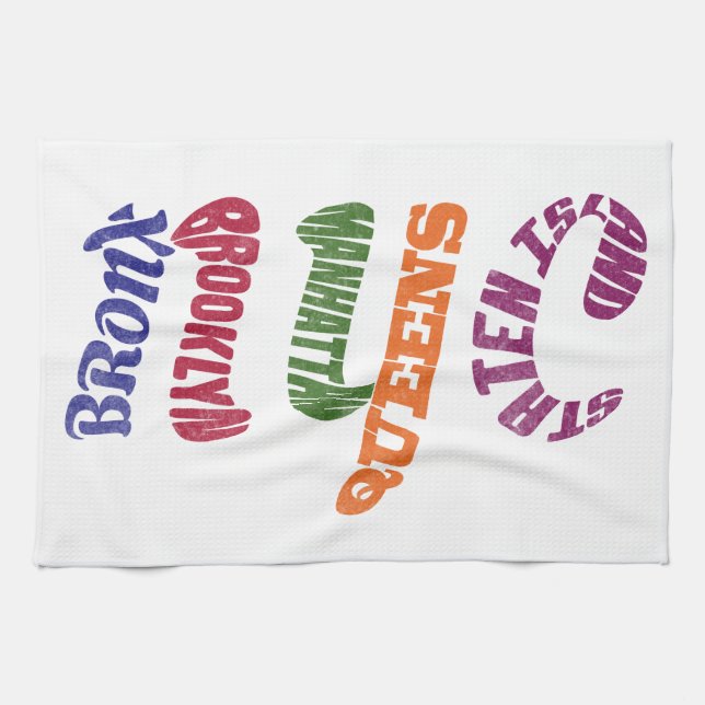 New York City Typographic NYC Initials Tea Towel (Horizontal)