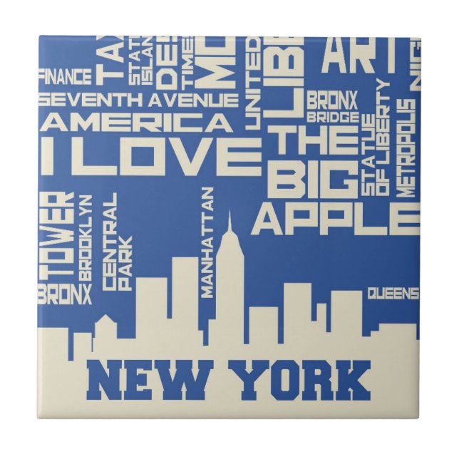 New York City Typography Poster Ceramic Tile (Front)