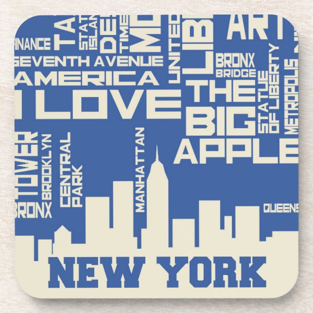 New York City Typography Poster Coaster (Front)