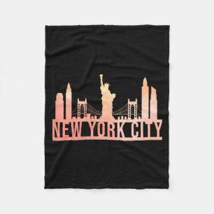 New York City Usa Cityscape Skyline Funny Gift _1  Fleece Blanket