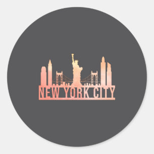 New York City Usa Cityscape Skyline Funny Gift Classic Round Sticker