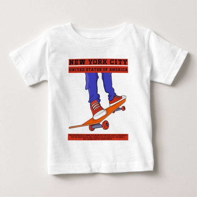New York City, USA Cool Skateboard Baby T-Shirt (Front)