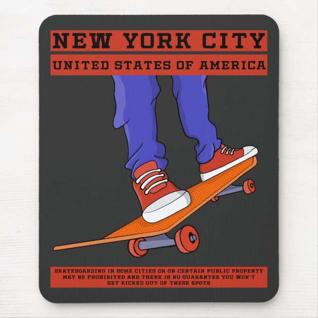 New York City, USA Cool Skateboard Mouse Pad (Front)