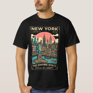 New York City USA -Iconic Statue & Skyline Vintage T-Shirt
