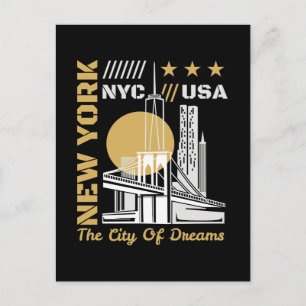 New York City USA Skyline Travel Graphic Design Postcard