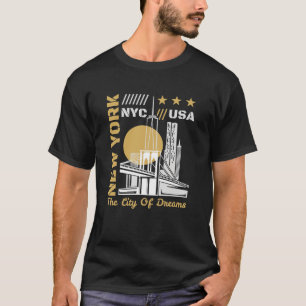 New York City USA Skyline Travel Graphic Design T-Shirt
