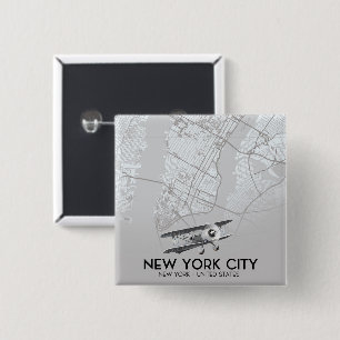 New York City Vintage style map 15 Cm Square Badge