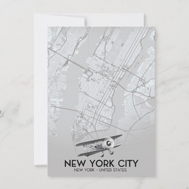 New York City Vintage style map Invitation (Back)