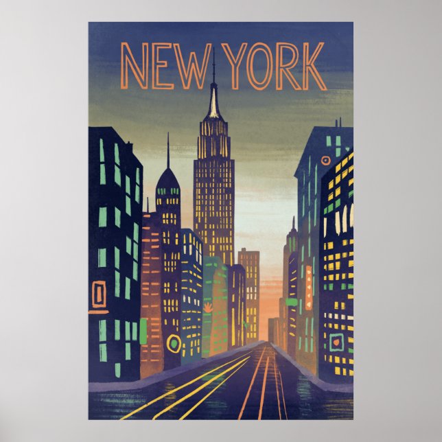 New York City Vintage Style Travel Poster (Front)