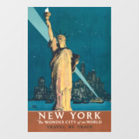 New York City Vintage Travel Liberty Skyline