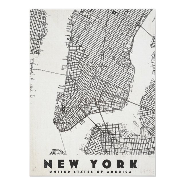 New York City Vintage Travel Map Poster (Front)