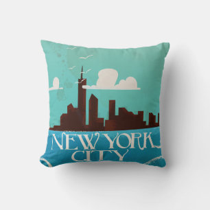 New York City vintage travel poster Cushion