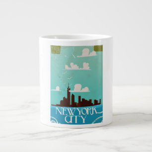 New York City vintage travel poster Large Coffee Mug
