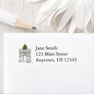 New York City Washington Square Arch Christmas Return Address Label
