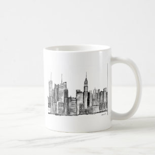 New York City watercolor black vintage manhattan  Coffee Mug