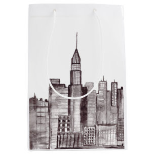 New York city watercolor Manhattan skyline Medium Gift Bag