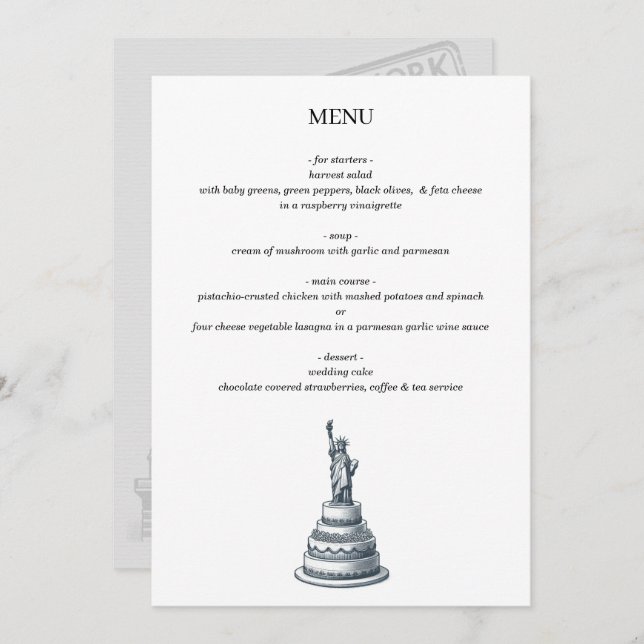 New York City Wedding Cake Menu (Front/Back)