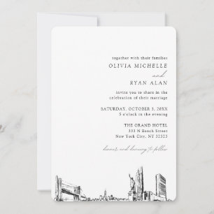 New York City Wedding Elegant Skyline Invitation
