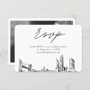 New York City Wedding Minimalist Sketch RSVP Enclosure Card