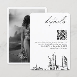 New York City Wedding Modern Details QR Code Enclosure Card