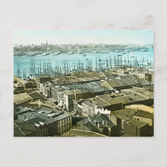 New York City Wharves 1875 Magic Lantern Slide Postcard (Front)