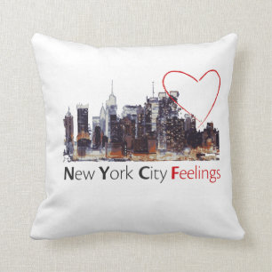 New York City White Pillow