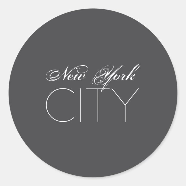New York City White Text Izable  Classic Round Sticker (Front)