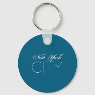 New York City White Text Izable Key Ring